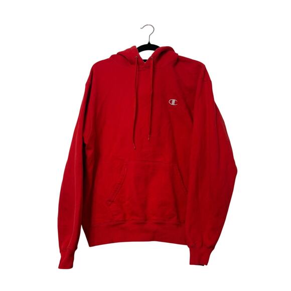 Champion Eco Authentic Red 80's Retro Pullover Cotton Hoodie Unisex Adult M EUC - Picture 1 of 7